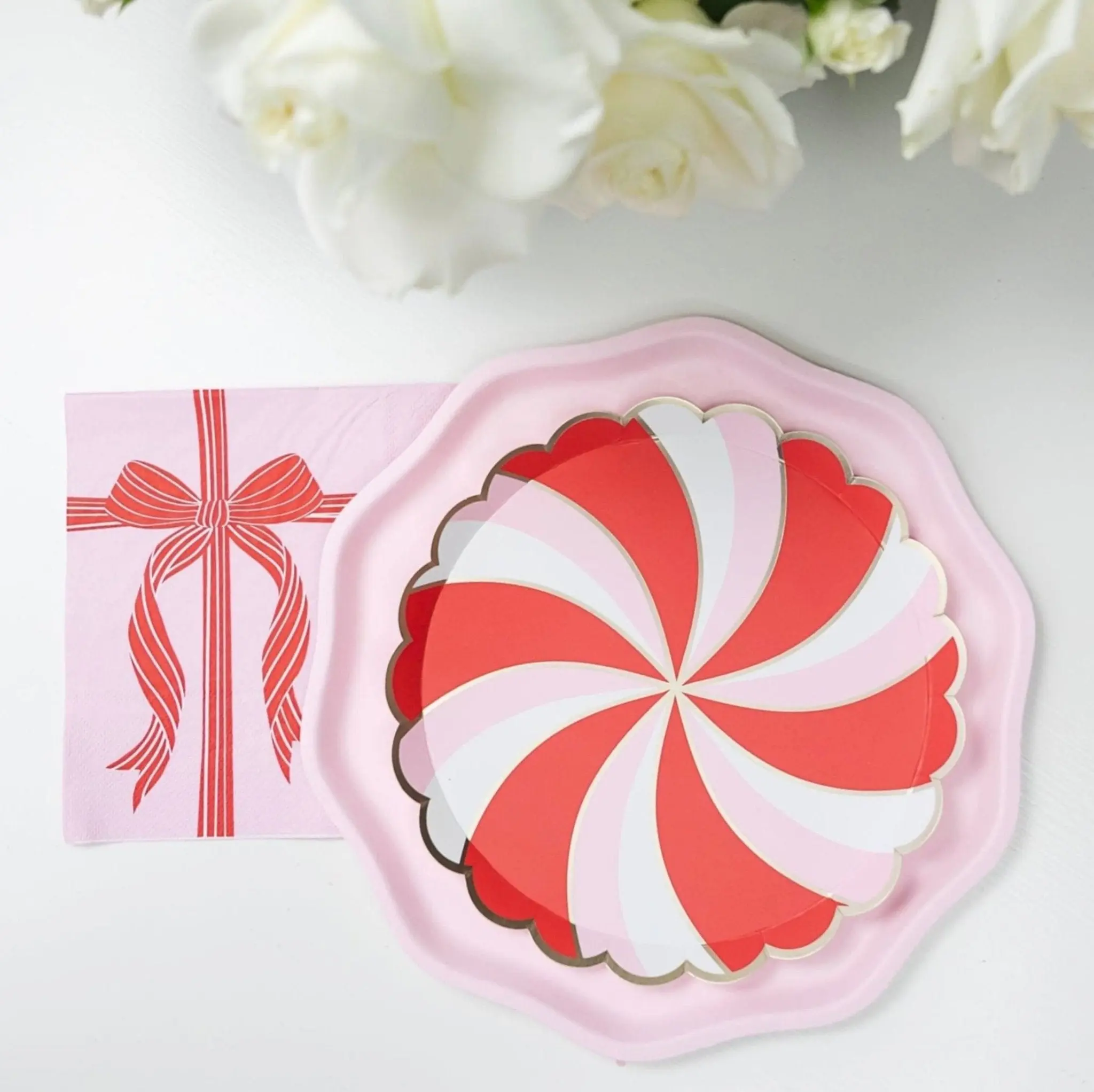 Pink & Red Christmas Plates
