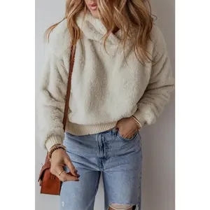 Plush Drop Shoulder Long Sleeve Hoodie