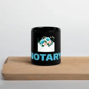 Black Glossy  Blue Notary Mug