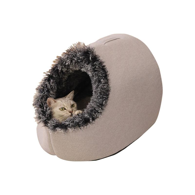 Cozy Enclosed Pet Bed Portable Cat and Dog House with Comfortable Long Fur Lining Ideal for Cats and Small Dogs Perfect for Warm Cozy Rest