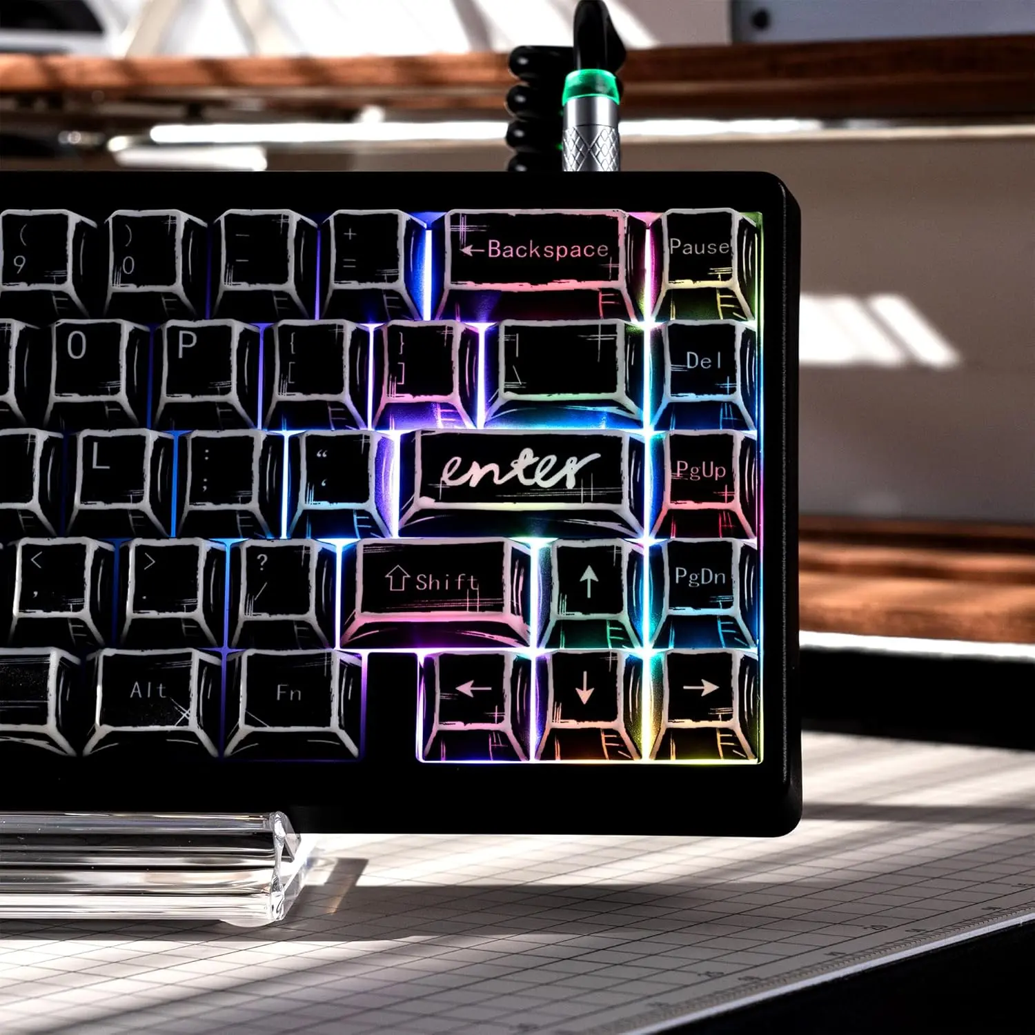 XVX Black Translucent Keycaps,PBT Keycap Set Cherry Profile,Dye