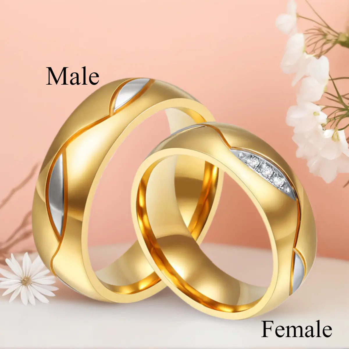 Stainless Steel Geometric Edge Couple Rings - Unisex for 2, Gift-Ready Duo, Fashion Engagement & Daily Wear Jewelry, Lasting Steel Ring for 2 Occasions (Anniversary/Valentine's Day), Multi-Size, Square Rings, Unisex, Easy Share