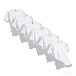 6-Pack Unisex 100% Cotton T-Shirts, Oversized Solid Crewneck in White, Summer Casual Streetwear Essentials