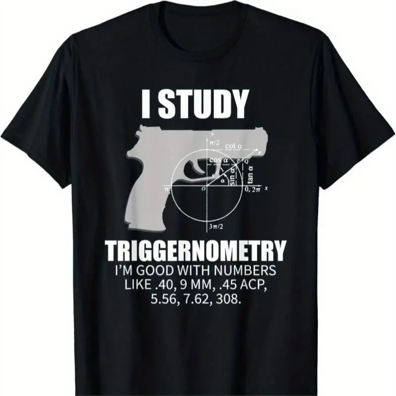 Unisex Round Neck Cotton T-Shirt, Short-Sleeve, Smooth Minimalist, Sweat-Wicking, Wrinkle-Resistant Top with Triggernometry & Trig Graph Graphic for Sports, Casual Wear - Black, Classic Basic Style, Shortsleeve, Tshirt, Clothes, Sporty Sports Tops