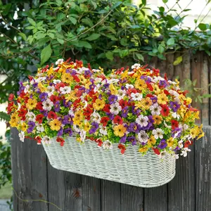 Der Rose 12 Bundles Artificial Flowers for Outdoors Fake Flowers Plants Spring Decoration Silk Colorful Daisy UV Resistant for Home Porch Garden Decor