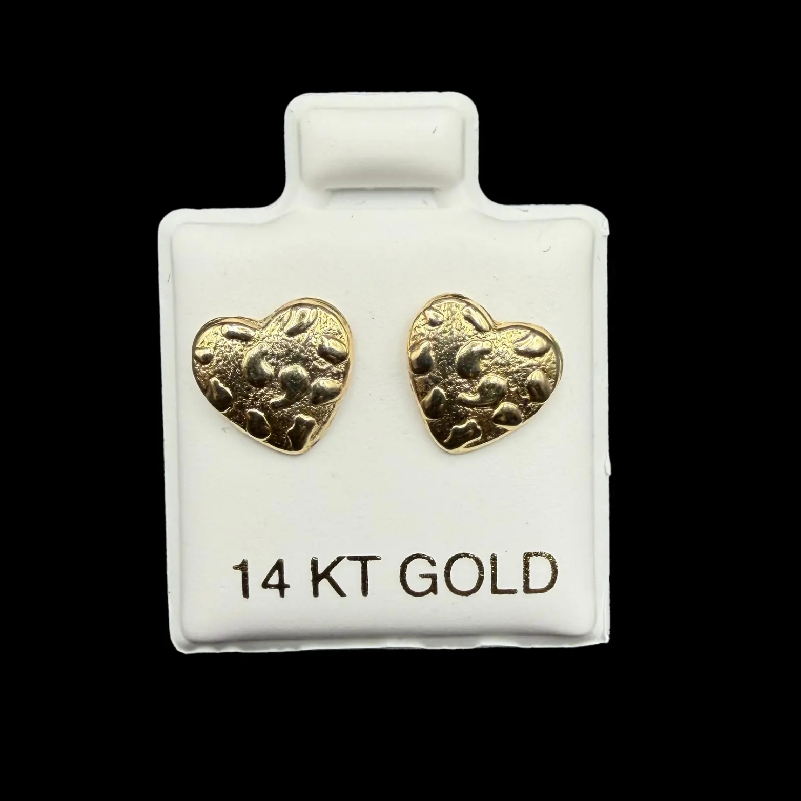 14K NUGGET HEART EARINGS 8.5MM