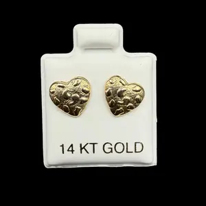 14K NUGGET HEART EARINGS 8.5MM