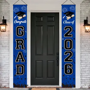 Graduation Decorations 2026 Porch Banner, Congrats Grad Class of 2026 Banner Blue, Universal Party Supplies for Doors and Pools
