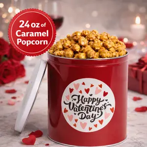 Valentine's Day Caramel Popcorn Tin, 24 oz Caramel Popcorn