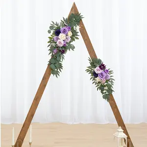 Artificial Flower Drape Set 2 Pieces Wedding Welcome Sign Floral Decoration, Wedding Arch Flowers for Ceremony (lavender and Cream Color) Hanging