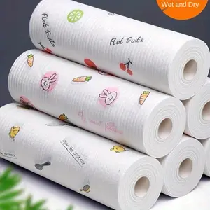 1/4 Rolls,50 pieces of printing， Reusable Rags Bamboo Towels Wet And Dry Super Absorbent Reusable For Kitchen Dishcloths Hand Towel Rolls Organic Dishwashing Cloth for restaurant kitchen Lint Free Towels