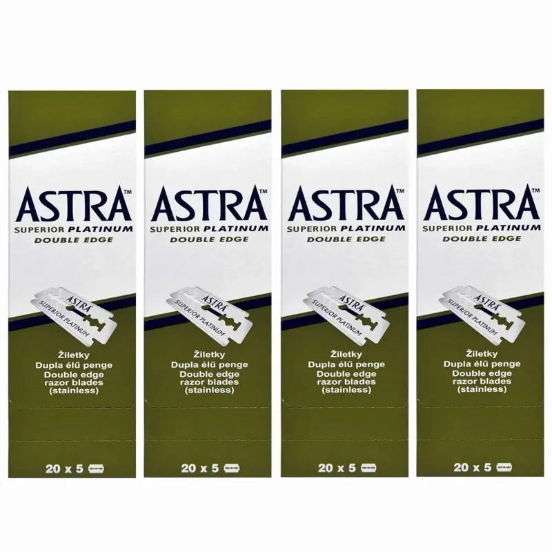 Astra Superior Platinum Double Edge Safety Razor Blades, 400-Count Pack (4 Packs of 100 Blades Each)