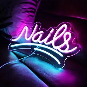 Neon Nail Art Sign, Glow-In-The-Dark LED Wall Lamp, USB Powered, Neon Lights for Bedroom Decor, Salon, Office, Party Gifts, Atmosphere Lighting