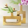 Z Gallerie Miami Gold Vase, Home Decorative Vase or Sculptural pieces for Living Room Office Room Flowers Peonies Ceramic Ornaments Decoration Design Dining Table Centerpiece Modern Plant Vase,summerwins