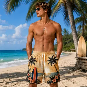 Men’s Hawaiian Beach Shorts  Summer Vacation Swim Trunks | Quick Dry, Lightweight, Tropical Print