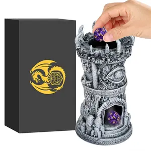 Fantasy Cyclops Dice Tower, Resin DND Rolling Trays,Portable 3D Dice Throne,Indoor Entertainment Tabletop Role-Playing Dice Accessories, Board Game Room Desk Decoration(Dice Not Included)