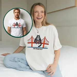 [Sale up to 50%] [Free Ship] Ryan Gosling Cat T-Shirt, Golden Gate Bridge Cat, Hail Mary, Project, Ryland Grace Cat Shirt
