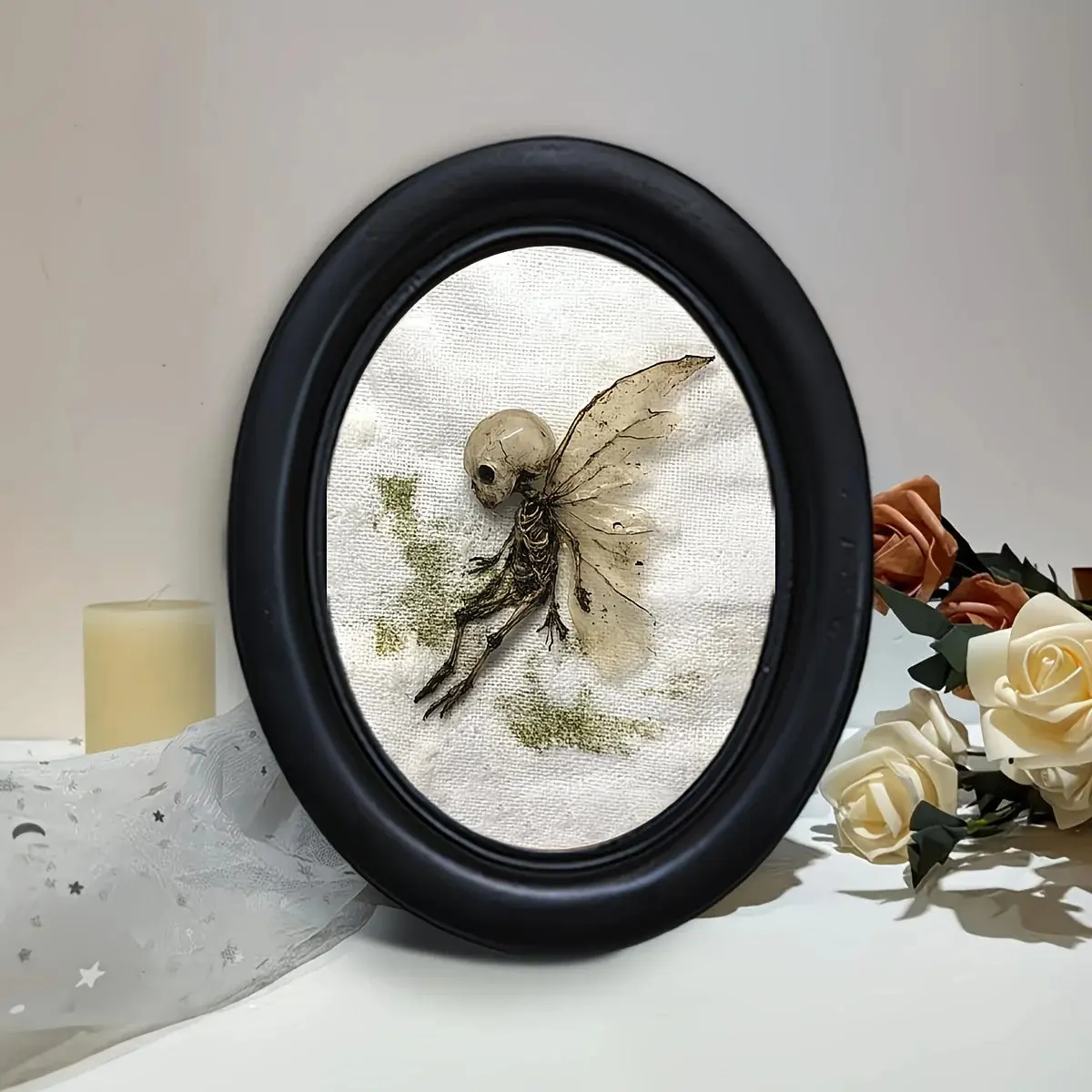 Handmade Gothic Style Oval Decorative Picture Frame, Wall Hanging Rustic Decor, Recycled Material, Perfect for Gothic Decoration, Yangmu Plant, Wood Frames