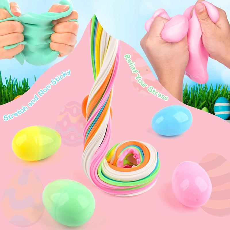 12 Pack Easter Egg Slime Kit for Kids – Stretchy Scented Colorful Slime, Prefilled Easter Eggs for Egg Hunt, Easter Basket Stuffers, Party Favors & Holiday Gifts