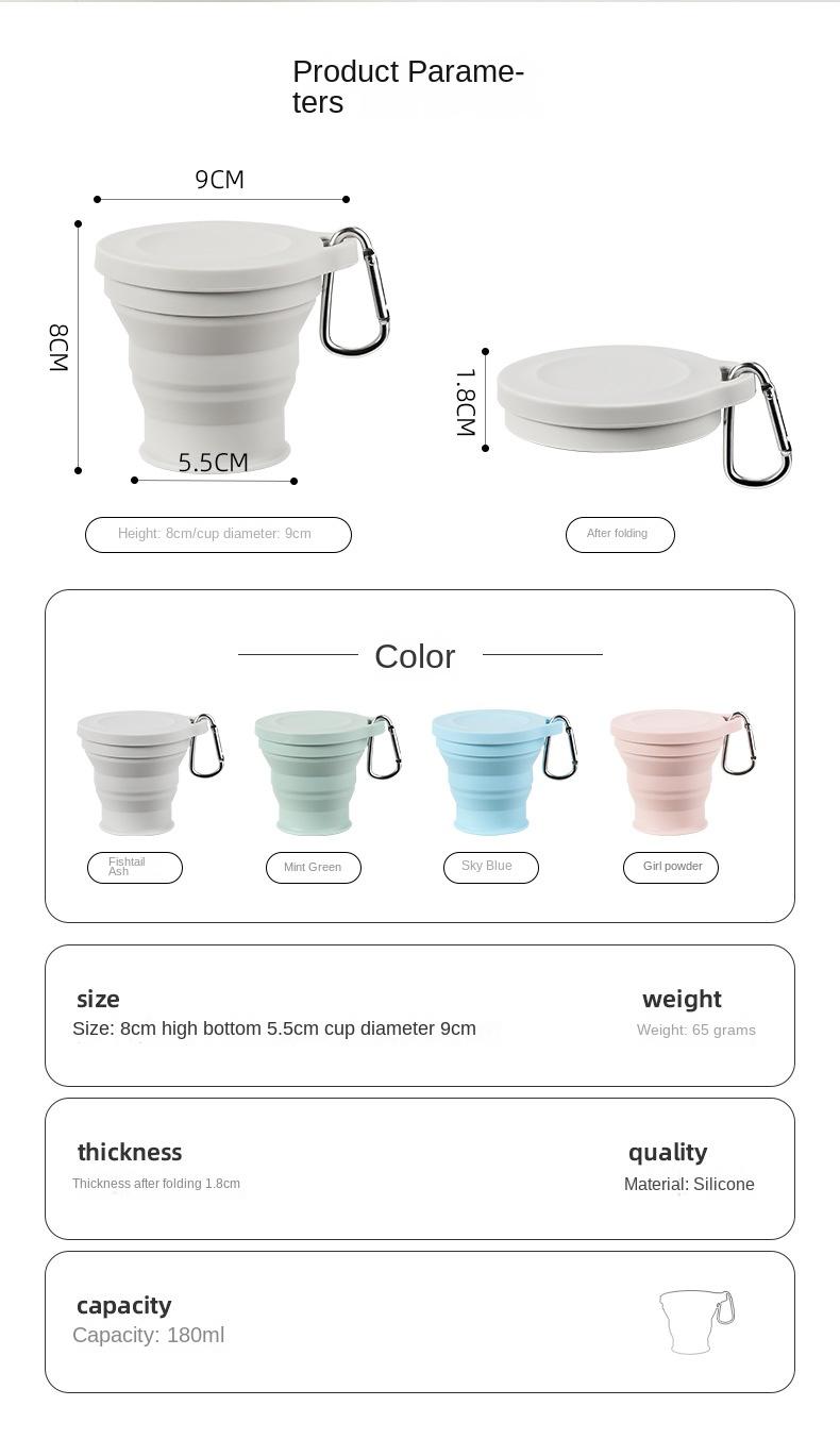 Adventure Series Foldable Silicone Outdoor Camping Cover Compressed Water Cup Portable and Retractable Mouthwash Cup