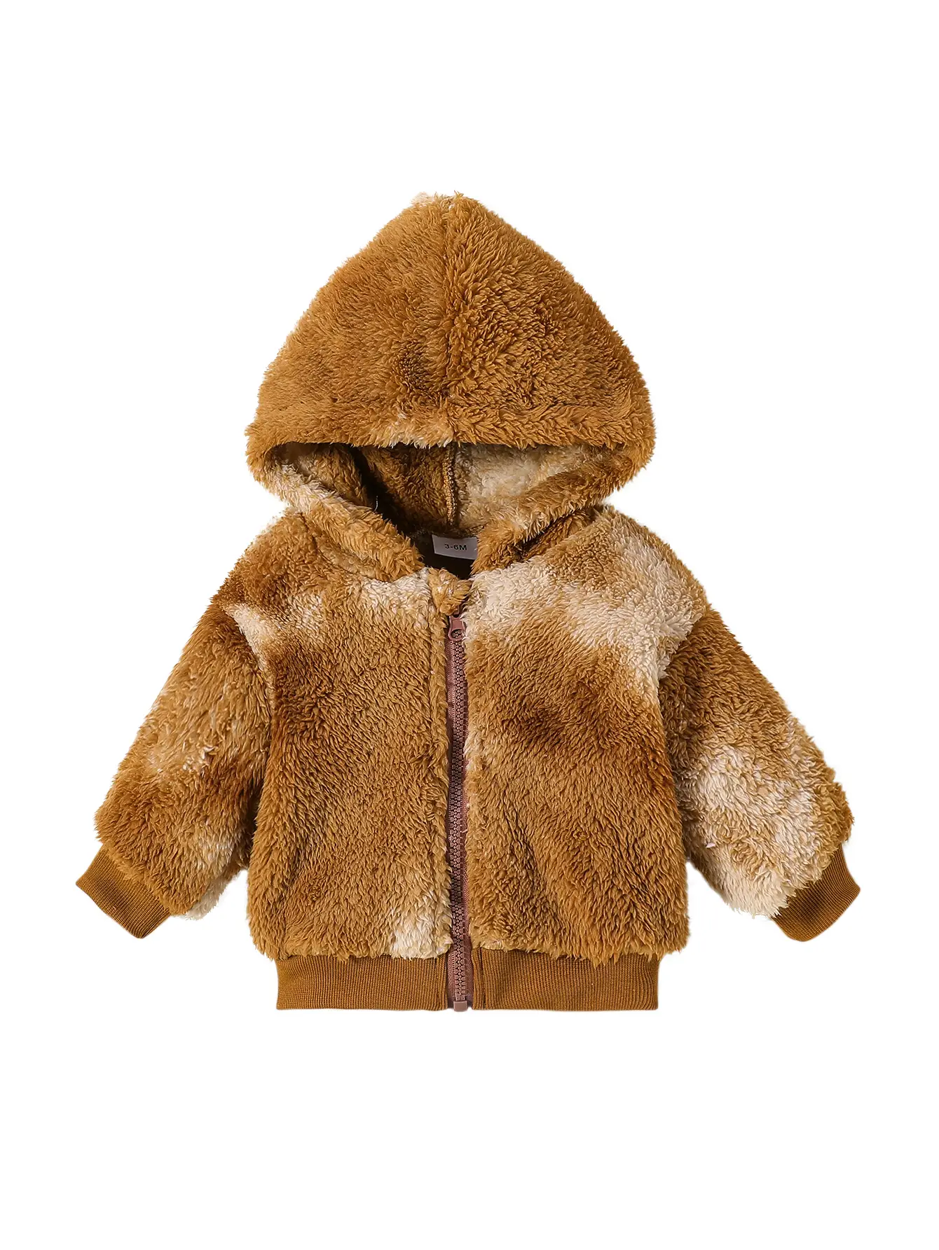 Baby Boys Hooded Jacket Little Kids Tie-dyed Zipper Brown Outerwear