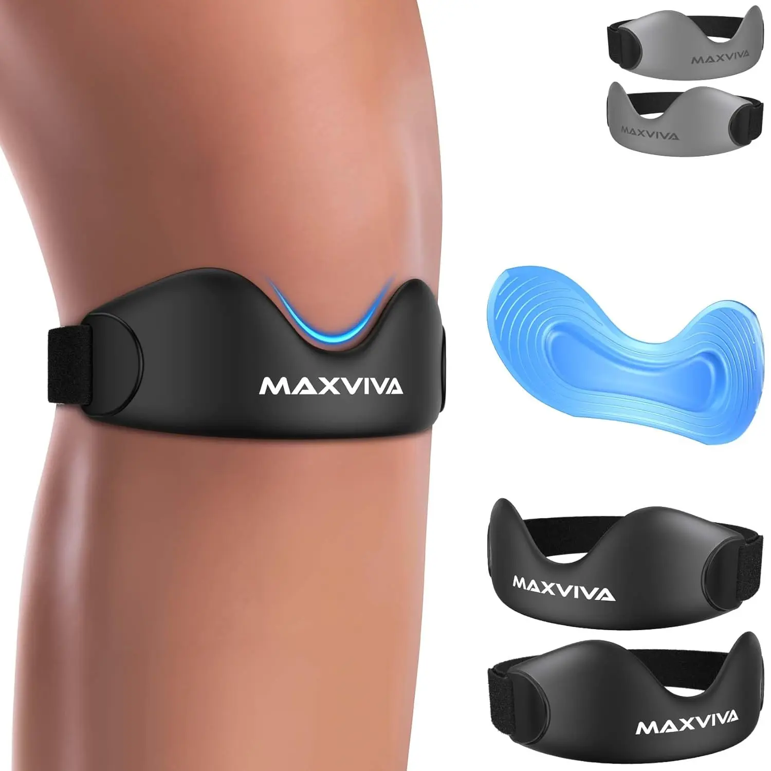 Patellar Tendon Support Strap 2 Pack, Knee Brace for Women & Men, Patella Band for Running Hiking Basketball Gym Fitness Tennis Badminton Cycling, Offers Relief from Meniscus Tear and Knee Pain.