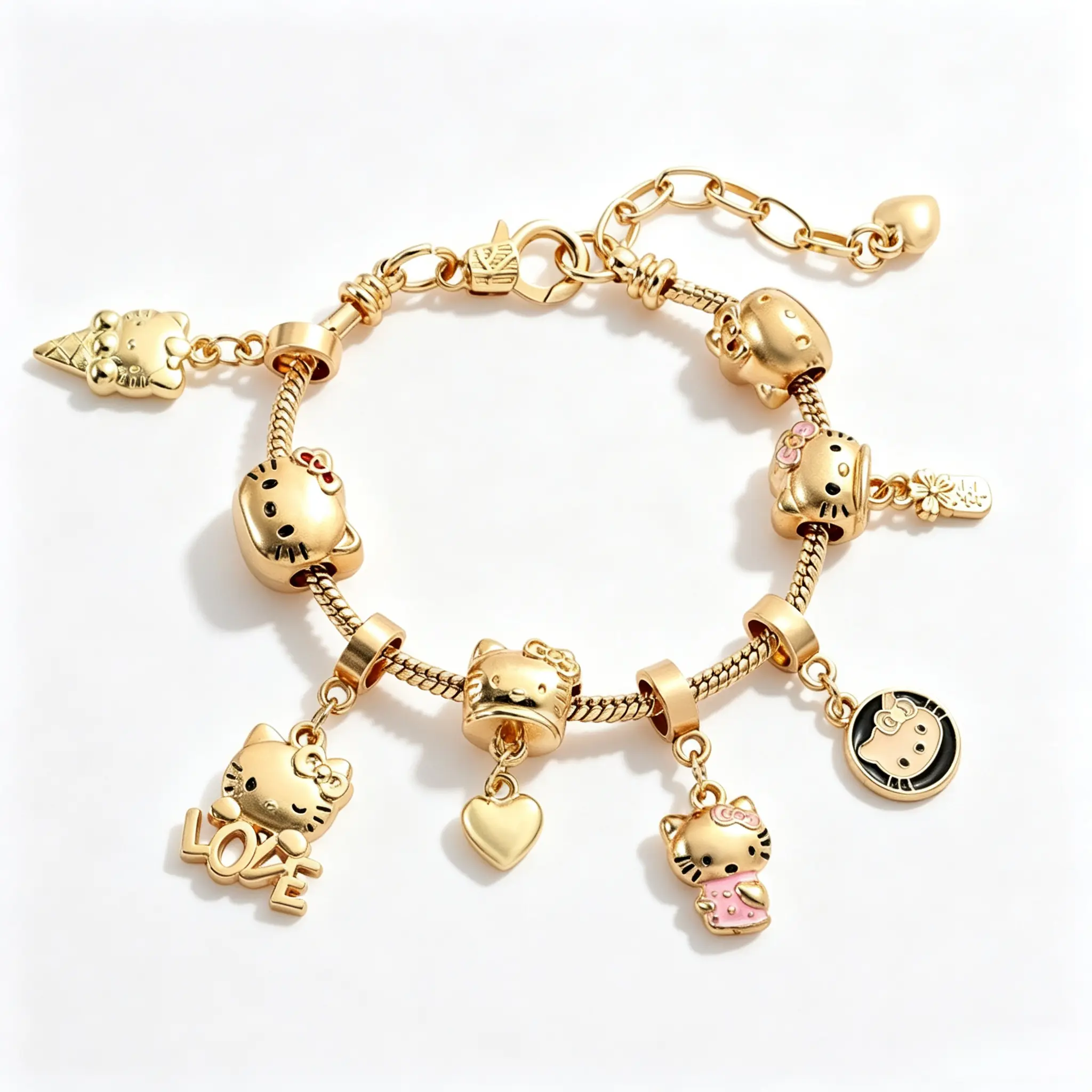 Sanrio Hello Kitty Charm Bracelet, Trendy Cartoon Wrist Ornament For Everyday Wear & Mix Styling