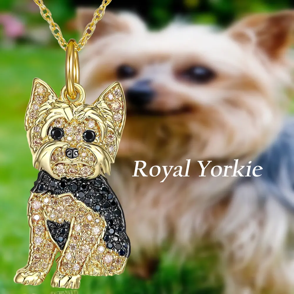 Fashion Animal Charms Necklaces for Women, Cute Yorkshire Terrier Zinc Alloy Pendant with Stainless Steel Chain, Daily Wear Gift for Dog Lovers
