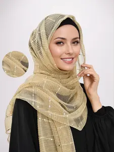 Women's Light Thin Sequin Long Scarf Hijab, Stretchable Soft Breathable Fabric, Ideal for Valentine's Day, Suitable for All Occasions