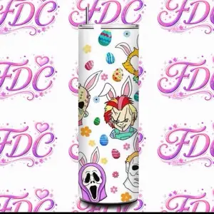 Easter Themed Stainless Steel Tumbler with Bunny and Egg Design for Kids and Adults Reusable Washable Bottle Drinkware