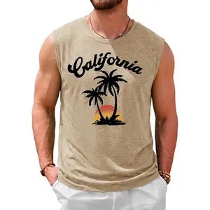 Runcati Mens Casual Tank Tops Palm Tree Graphic Print Sleeveless Shirt Workout Muscle Hawaiian Summer Beach T Shirts