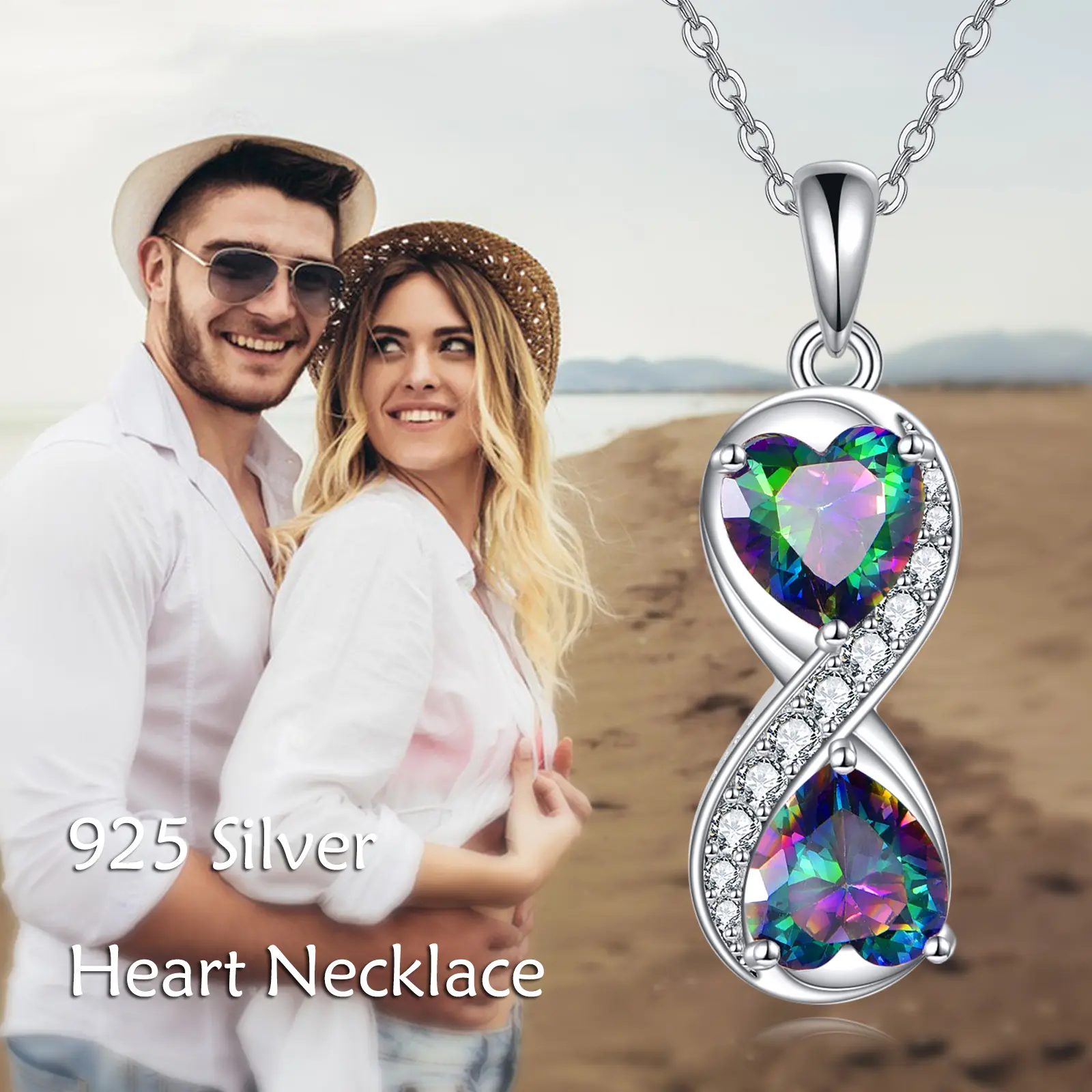 Infinity Love Heart Necklace 925 Sterling Silver Crystals/Alexandrite Pendant for Her I Love You Jewelry Packaged with Jewelry Box Birthday Gifts for Women (Infinity Love Alexandrite)