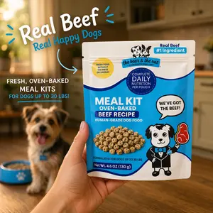 The Bear & The Rat | TRY A SAMPLE - Oven-Baked Meal Kit | Real Beef or Chicken | No Thawing, No Measuring | Prebiotics + Cod Fish Oil | Small Dog & Topper