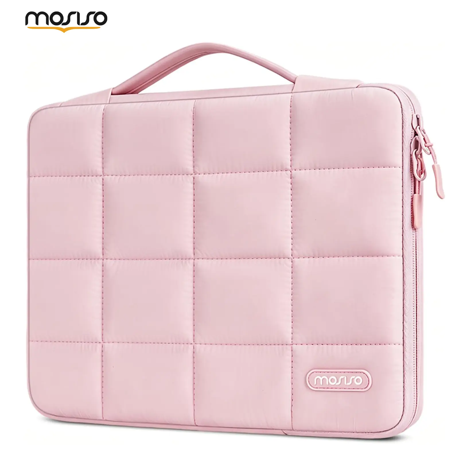 MOSISO Laptop Sleeve 13 Inch, 360° Protective Quilted Laptop Carrying Case with Handle and Front Pockets, Lightweight Computer Sleeve Bag for Women Men Students Business Travel, Compatible with MacBook Air 13/13.6 Inch M5 M4 M3 M2 M1 MacBook Neo 13