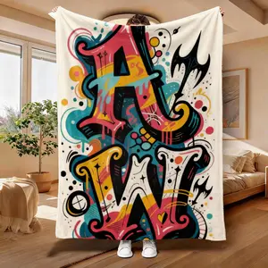 Bold "AW" Typography Throw Blanket| Warm for Bedroom/Office| Ideal Gift for Artists & Teens