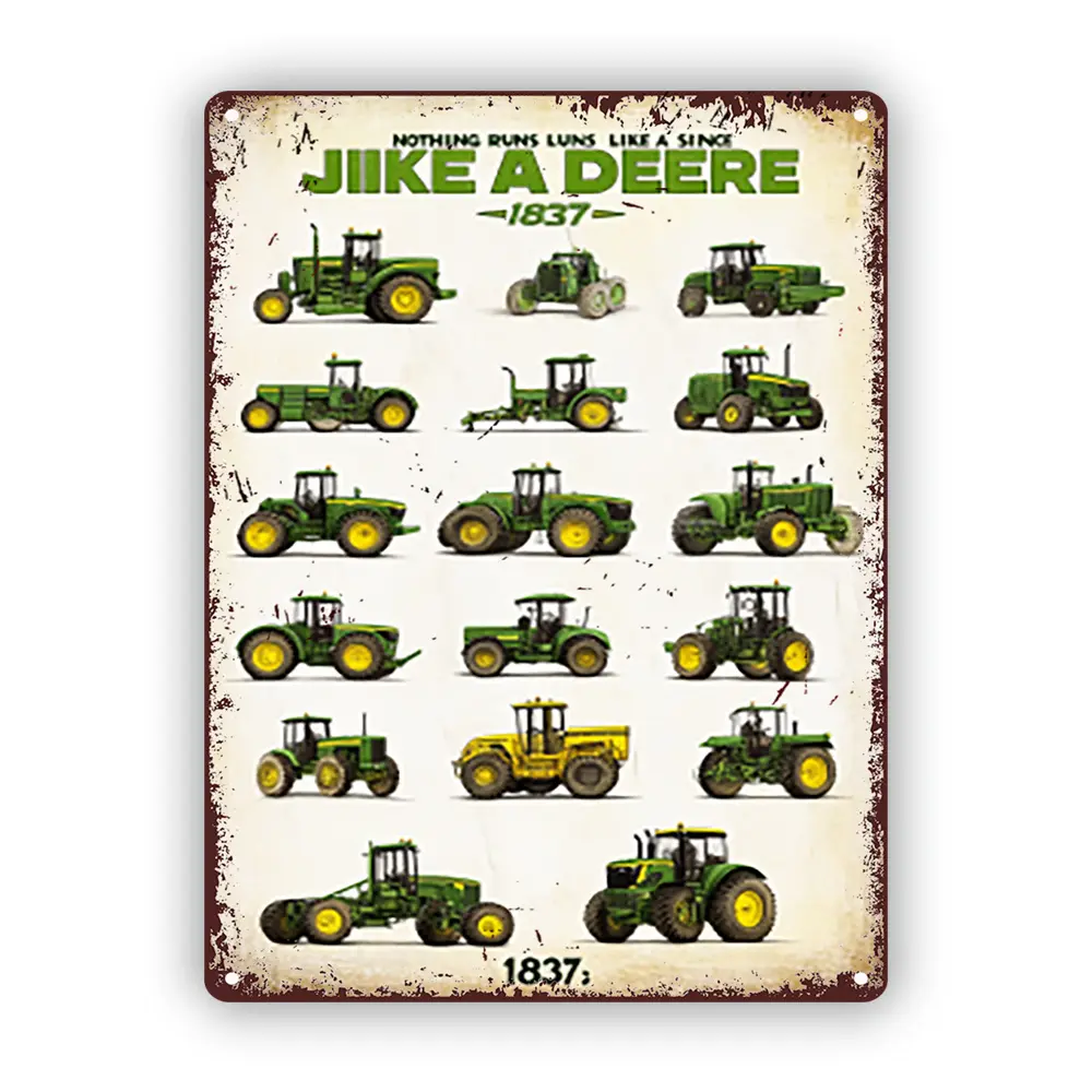 Metal Tin SignsClassic Tractor, Vintage Farming Tractors Metal Sign - Rustic Kitchen & Pub Wall Art, Iconic Evolution of Agriculture Decor, 20.32x30.48 cm, Perfect for Room Decor
