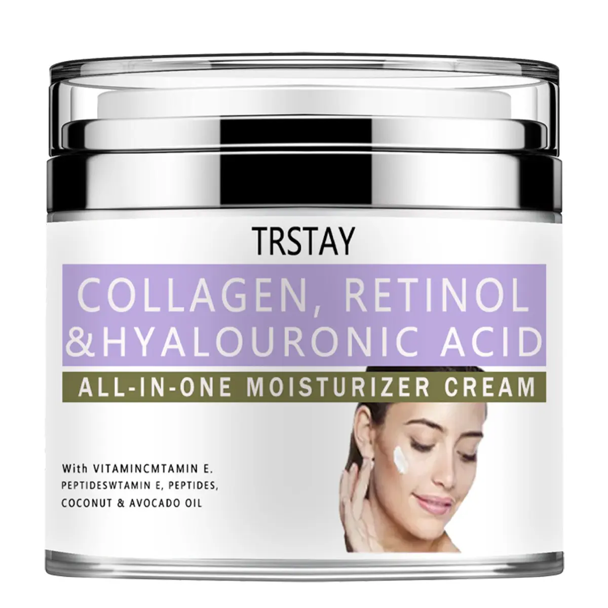 Trstay Natural Multi-Effect Moisturizing Cream, Collagen, Retinol, Hyaluronic Acid, Vitamin C, E, Peptides, Aloe Vera, Avocado, Coconut Oil