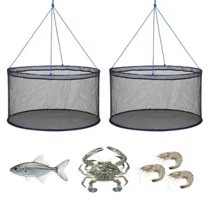 Foldable Fishing Net For Piers And Shorelines, Portable Drop Net For Pulling Up Fish, Durable And Fish-Friendly, Includes Rope And Storage Bag, Suitable For Minnows, Crawfish, Shrimp, And Crab, Lightweight And Easy To Store