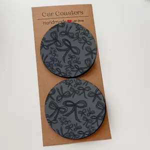 Bow Pattern Car Coasters, Durable Anti-Slip Drink Holders, Elegant Car Interior Decor, Ideal Gift for Drivers, Car Interior Decoration