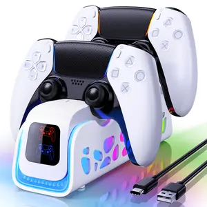（Update）Ukor PS5  Controller Fast Charging Dock, Charge 2 Controllers Simultaneously, 6 RGB Modes, Overcharge Protection, Compatible with DualSense & DualSense Edge