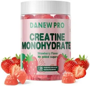 Danew Pro Creatine Monohydrate Gummies for Men & Women Strawberry Flavor 120 Count Muscle Strength Builder Energy Boost Pre-Workout Supplement
