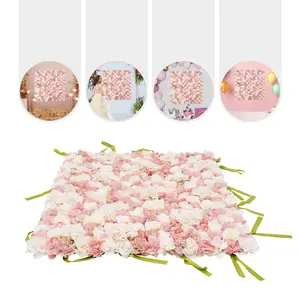 Artificial Flower Wall Panel, Silk Rose & Hydrangea, 3.28ft x 3.28ft, Ideal for Wedding, Party, Home Decor Decorative Fruit