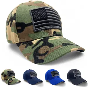 Baseball Cap with American Flag Mens Adjustable Size Army Camo Hat USA Military