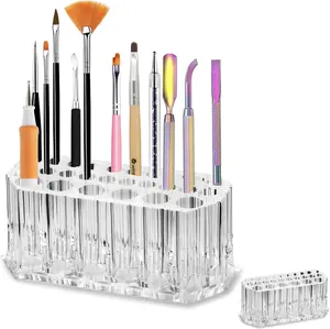 Acrylic Nail Art Tool Organizer Storage for Storing Pro Beauty Finger Nailcare Art Kit Tools Makeup Display Case Refillable Container Holder Organization