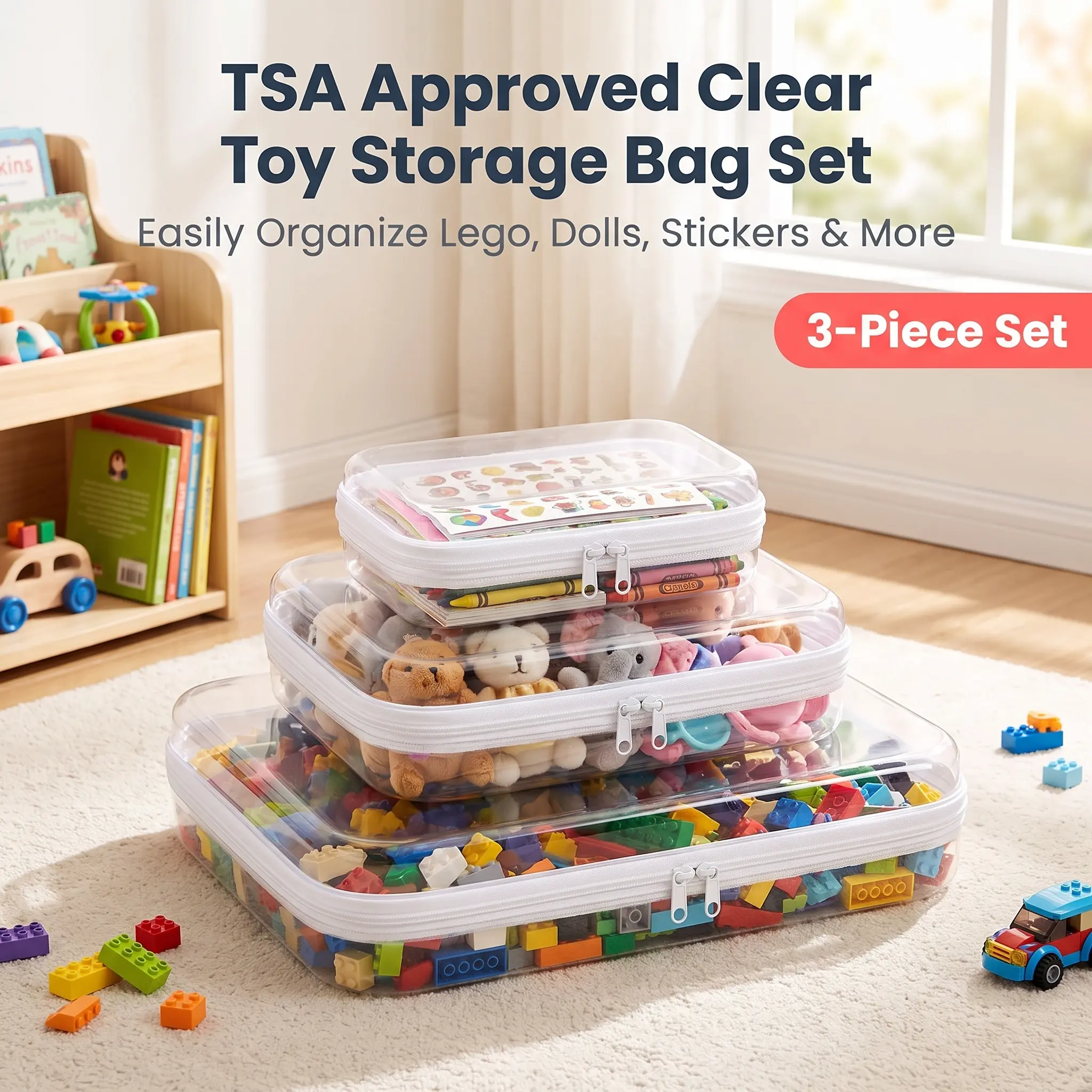 Kids Toy Storage Organizer Bin, Large Capacity Playroom Storage Container for Stuffed Animals Building Blocks