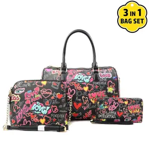 One Love One Heart Graffiti Handbag Set