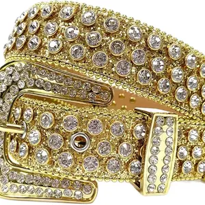 Punk Rhinestone Diamond Belt - Unisex, Metal Coating, Frame Buckle, Fits Waist Sizes 28-40, Sparkling Rhinestone Design