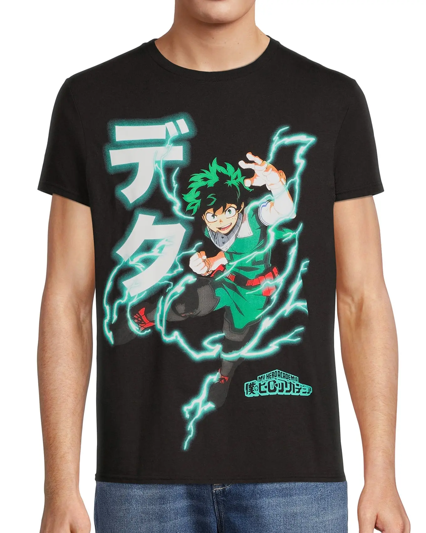 Men's Classic T-Shirt with an Izuku Midoriya Deku Anime Graphic Print, 100% Natural Cotton with a Relaxed Fit for Everyday Wear, Breathable, Casual, Overall, Plain, Crew Neck, Clothes, Fabric