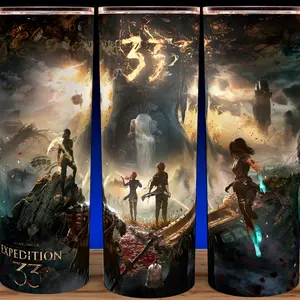 Clair Obscur Expedition 33 Gaming Cup Mug Tumbler 20oz with Lid and Straw - Elegant Drinkware for Gaming Fans - Stainless Steel Flask Plastic Reusable