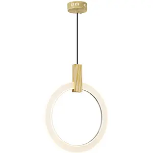 CWI Lighting Anello LED 6 inch White Oak Down Pendant Ceiling Light 1214P16-1-236